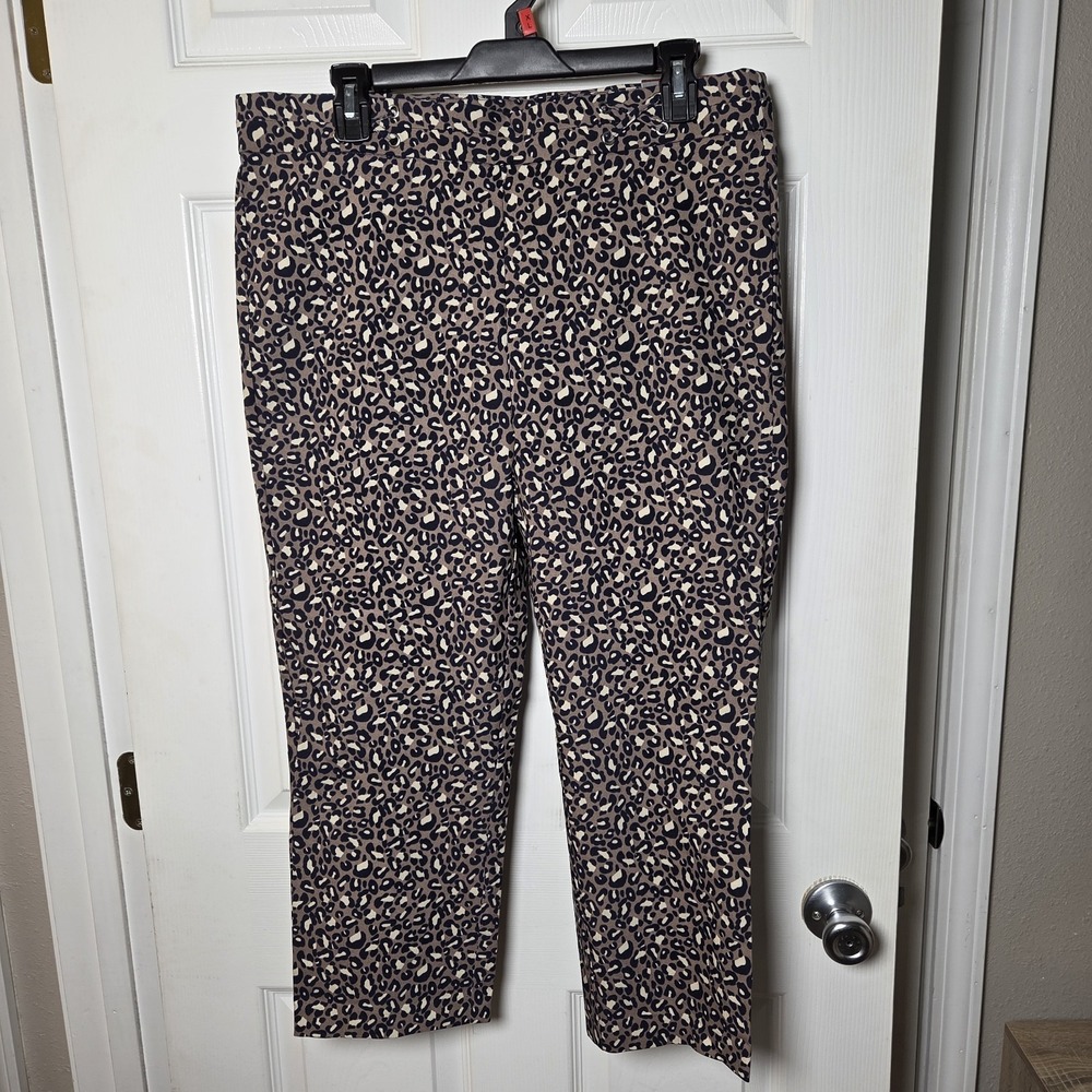 Rafaella sz 14 pull on stretch‎ comfort capri pants NWT cheetah casual fun